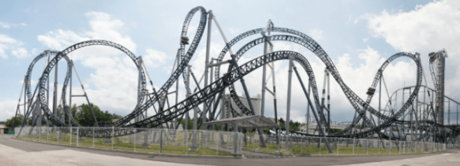  Takabisha, Fuji-Q Highland—Fujiyoshida, Yamanashi, Japan Claim to Fame: World’s steepest coaster Stats: 141-feet tall, 121-degree drop, reaches up to 62 miles per hour 